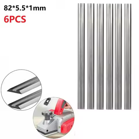 6pcs Planer Blades Carbon Steel Planers For MKA 82mm Reversible Wood Planer Knives Woodworking Tool 