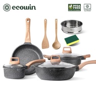 [Buy 4 Get 11]Ecowin Cookware Set Non Stick with lids/steamer/spatula/spoon/sponge, Non Stick Pan Se