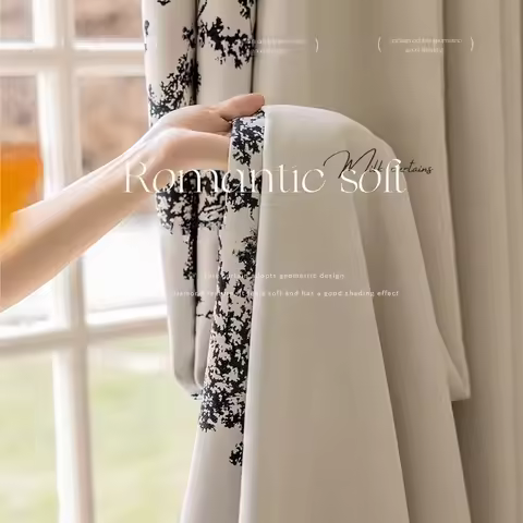 French Vintage Chenille Print Luxury Curtains for Living Room Bedroom Blackout Arbutus Tree Cream La