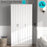 Synergy House Donna 3 Door Wardrobe 5.9ft Height | Almari Baju | Cabinet Storage 3 shelves Wardrobe