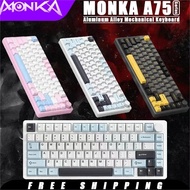Monka A75 Mechanical Keyboard Three Mode Aluminium Alloy Custom Wireless Gaming Keyboard Gasket 81Ke