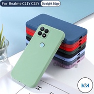 KK For Realme C25Y C21Y Square Liquid Silicone Phone Case Camera Protection Soft Realmi C 25 C25 Y B
