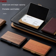 YUEXI Business Card Holder Women Men Wooden Display Stander Desktop Storage Stainless Steel Cards St