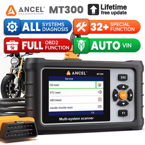 ANCEL MT300 All System Motorcycle Scanner Diagnostic Tool OBD2 Fault Diagnosis AUTO VIN 32+Special F