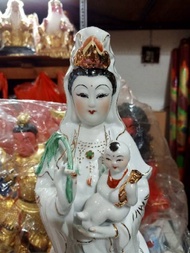 Ready patung dewi kwan im guan yin gendong anak berdiri 16 inch