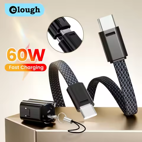 elough 60W Type C to Type C Cable PD Cable Type C to Lightning Cable for iPhone Samsung Xiaomi Short