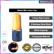 【SG LOCAL SELLER】 6blade Mini Juicer Cup Extractor Smoothie USB Charging Fruit Squeezer Blender Food Mixer Ice Crusher Portable Juicer
