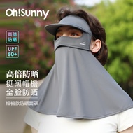 OhSunny全脸防晒面罩夏季冰丝全防护透气遮阳 SLF3M085 素影灰 M