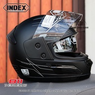 หมวกกันน็อคเต็มใบ หน้ากาก 2 ชั้น INDEX รุ่น 811 i-shield ใช้ได้ทั้งกลางวันกลางคืน ฟรีไซสรอบศรีษะ 59-