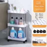1Pc 3/4Tier Roller Design Trolley Multi-storey Cart Storage Shelf Movable Gap Storage Rack Kitchen B