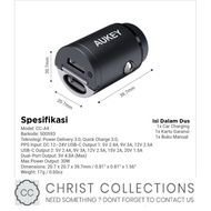 Aukey Car Charger Fast Charging 30W Dual Type C Pd + Qc Cc-A4