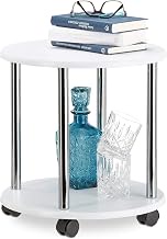 Relaxdays Wooden Side Table with 4 Wheels, Coffee Table with 2 Levels, MDF, H x W x D: 41.5 x 40 x 4
