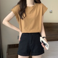 White Flutter Sleeves T Women's T-shirt Loose-fitting Short-sleeve Outerwear for Female Students