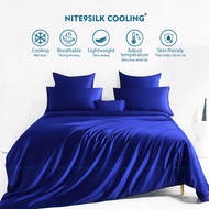 NITE9SILK COOLING Luxury Silk Bedding Set Blue