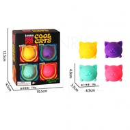 NeeDoh Teenie Cool Cats Baharu 4PCS Pack Mainan Mini Kucing Comel yang Lembut dan Kenyal untuk Meleg