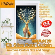 Elk Style Deer Door Curtain 麋鹿风水门帘 feng shui door curtain Japanese Style Door Curtain Fabric Partition Curtain NEXSS