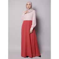 ☾☂Muslimah Moden Ayana Joint Color Button Chiffon Nursing Jubah Long Dress