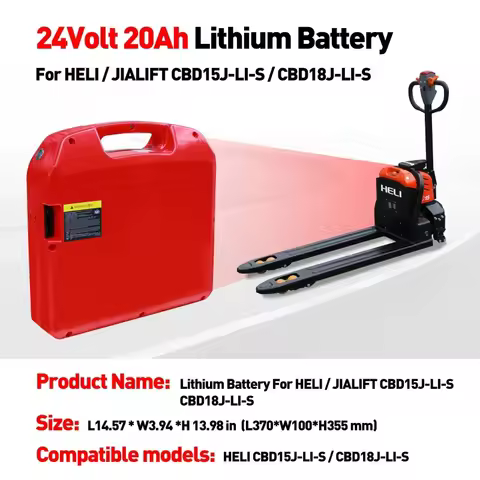 Red Forklift LiFePO4 Battery, 24V 20Ah Lithium Battery for HELI CBD15J-Li-S CBD18J-Li-S Electric Pal