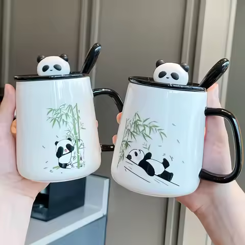 Cute Panda Ceramic Mug Original Breakfast Cups of Coffee Unusual Mugs Cup for Tea Personalized Gift 