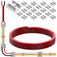 20 Pack COB 0.31in(8mm) 2 pin Transparent Connector, 6.6FT(200cm) Long 20AWG Extension Wires for Non
