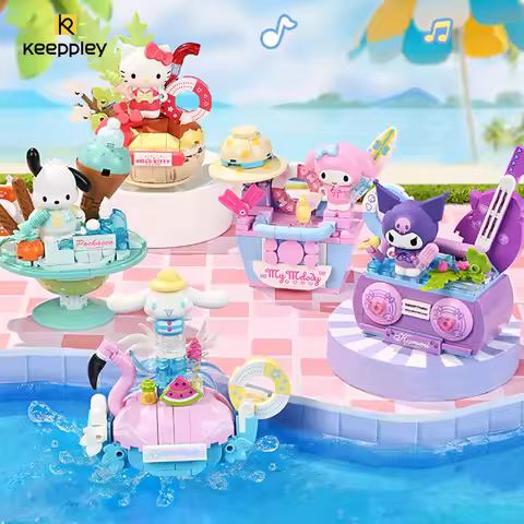 New Sanrio Building Block Keeppley Summer Party Series Assembled Hello Kitty Kuromi Model Ornament C