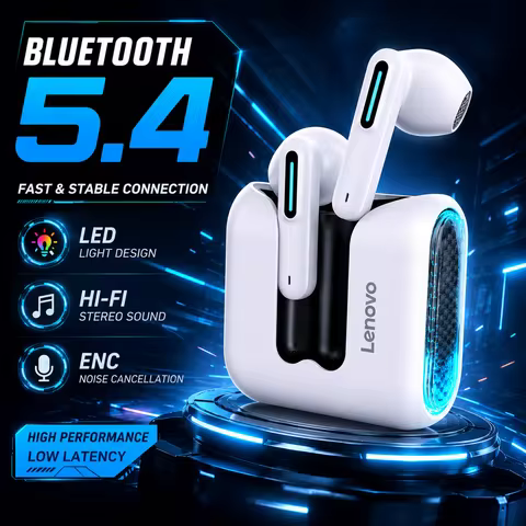 Lenovo EA189 Bluetooth 5.4 Wireless Earbuds LED Transparent Charging Case HiFi Stereo Sports Headpho