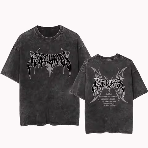 Stray Kids Dominate World Tour Washed T-shirt Men Women Summer Cotton Clothing Vintage Round Neck Sh