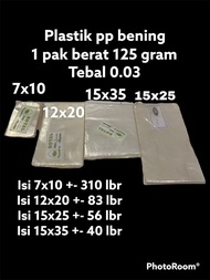 PLASTIK PP BENING PLASTIK BENING TEBAL 0.03 UK 10X7 12X20 15X25 15X35