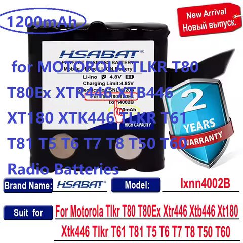 HSABAT 1200mAh Battery for MOTOROLA TLKR T80 T80Ex XTR446 XTB446 XT180 XTK446 TLKR T61 T81 T5 T6 T7 