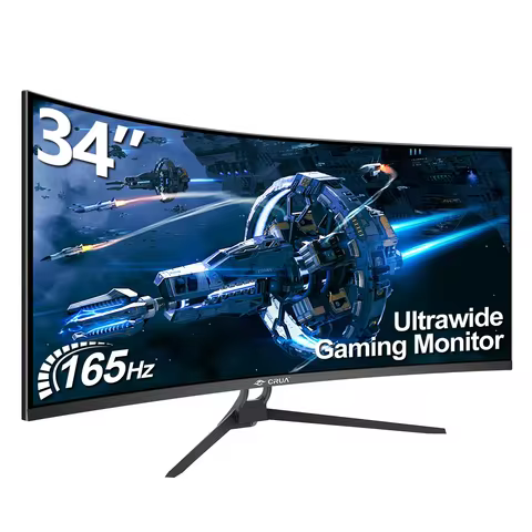 34 CRUA Gaming Monitor 34-inch Curved Ultrawide WQHD Monitor 3440 x 1440 R1500 Ultrawide Computer Mo