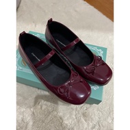 (READY SIAP KIRIM) Cozymarkets - Minete ribbon ballet flatshoes warna Glossy Burgundy HAPPY SHOPPING