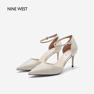 รองเท้าแตะ Nine West ทรงหัวแหลมสุดหรูสำหรับผู้หญิงในช่วงฤดูร้อนปี 2024 รองเท้าส้นสูงหัวแหลมแบบลำลองส