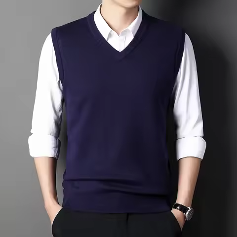 Men's Solid Color Sweater Vest Casual Fashion Warm Top for All Seasons Comfortable Breathable Layeri