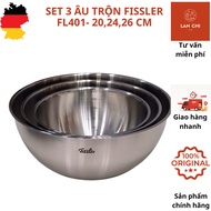 FISSLER FL401 mixing bowl, FISSLER mixing bowl 20cm, 24cm, 28cm, set of 3 304 stainless steel mixing