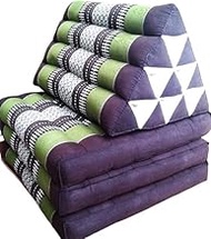 Floor pillow cushion, Thai cushion mattress, kapok pillow, triangle cushion floor pillow (brown/green)