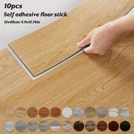 10 ชิ้น 15x40 ซม. กระเบื้องปูพื้น PVC ลายไม้ มีกาวในตัว ทนทานต่อการสึกหรอ, สติ๊กเกอร์ติดพื้น PVC ลาย