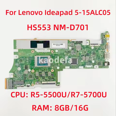 For Lenovo Ideapad 5-15ALC05 Laptop Motherboard CPU: R5-5500U/R7-5700U RAM: 8GB/16G DDR4 HS553 NM-D7