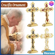 Bionam Standing Crucifix Saint Benedict Metal Crucifix Cross Ornament Decoration Car and Office