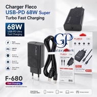 Charger 68W Fleco F-680 Usb-C PD Charging Set Data Cable 1M C To C 100w Turbo Super Fast Vooc For Al