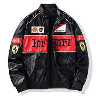 Áo Khoác Da Ferrari F1 Cao Cấp Áo Khoác Da Thêu HandmadeÁo Khoác Phong Cách Xe Máy Thời Trang