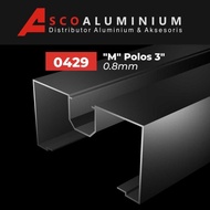 Aluminium, alumunium "M" Polos Profile 0429 kusen 3 inch Alexindo