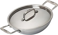 Alda Tri Ply Stainless Steel Wok Pan or Kadhai with Lid, 28 cm, 1-Piece, Silver