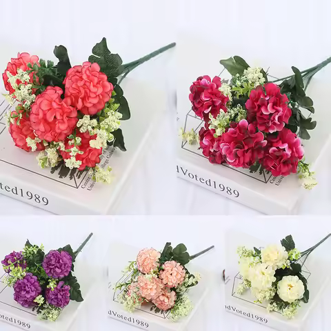 NEW 1 Bouquet 5 Heads Hydrangea Silk Flower Artificial Flower Holding Flowers Decor