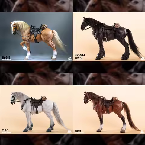 New Fish Toys FishToys D20Studio 1/12 Movable Horse Basic Black White Horse Soldier Mount Collection