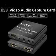 4K 1080P USB Audio Video Capture Card Mini HDMl to USB 2.0 Acquisition Card Converter PS4 Game Camera