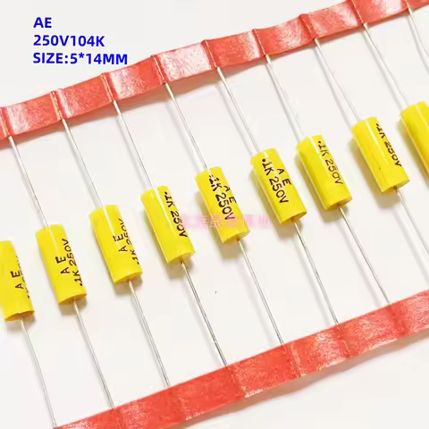 10pcs 250V102 103 104 axial non inductive film capacitor 250V0.01UF/0.1UF axial audio capacitor