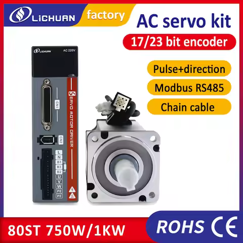 Lichuan factory sell A5 750W servo motor and 1KW servo motor with driver modbus servo kit 80ST 3000r