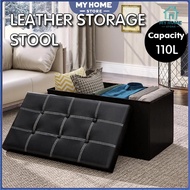 55L/110L Large Capacity Foldable Storage Bench Foldable Storage Box Storage Stool Storage Sofa Kerus