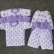 3 set setelan piyama bayi Newborn 0-12 bulan seri lilac
