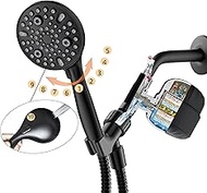 jeriussg Black Shower Head with Filters Combo, Handheld Shower Head High Pressure 10 Settings with 59 inch Hose Stainless Steel,hard water shower filter TO Remove chlorine, heavy metals.